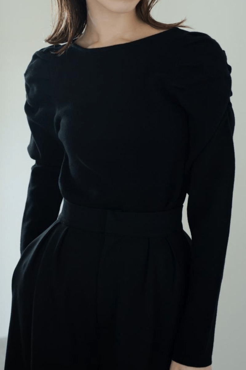 maison de Dolce. 【made in Japan】パフスリーブボンディングトップス【black】