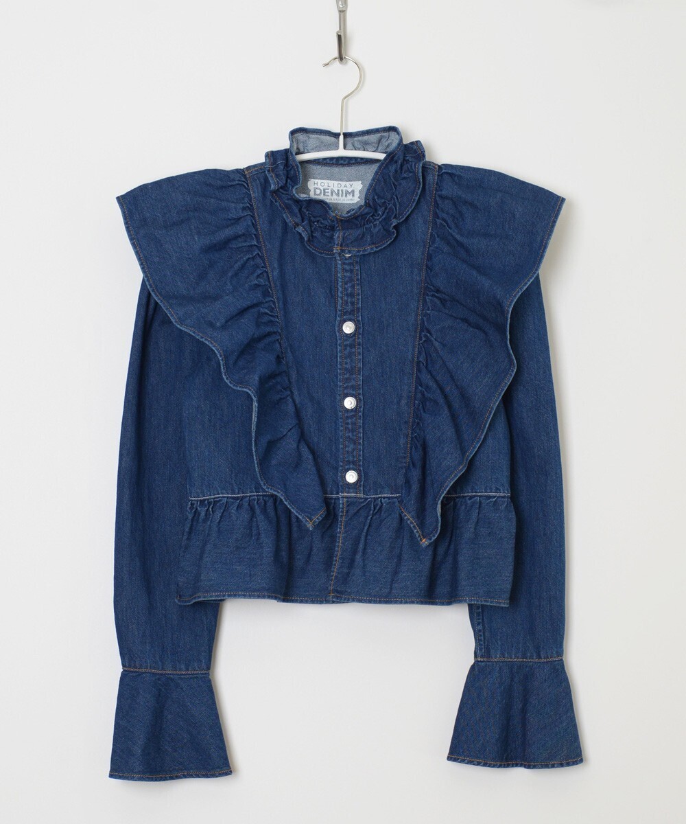 HOLIDAY RUFFLE DENIM SHIRT