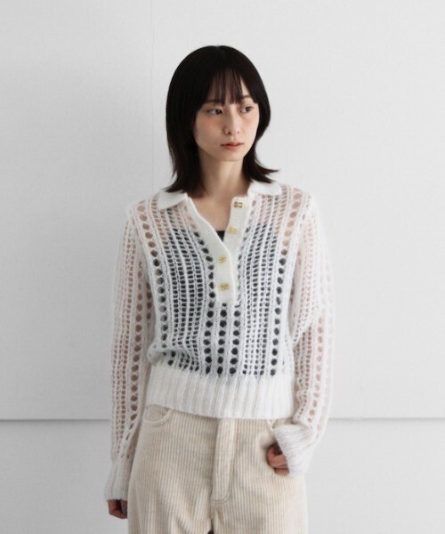 GANNI Mohair Lace Polo