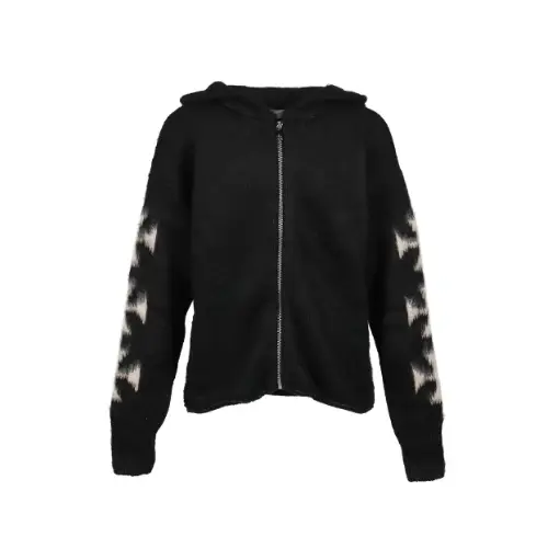 ASKYURSELF RAGLAN BRUSHED CROSS ZIP KNIT HOODIE