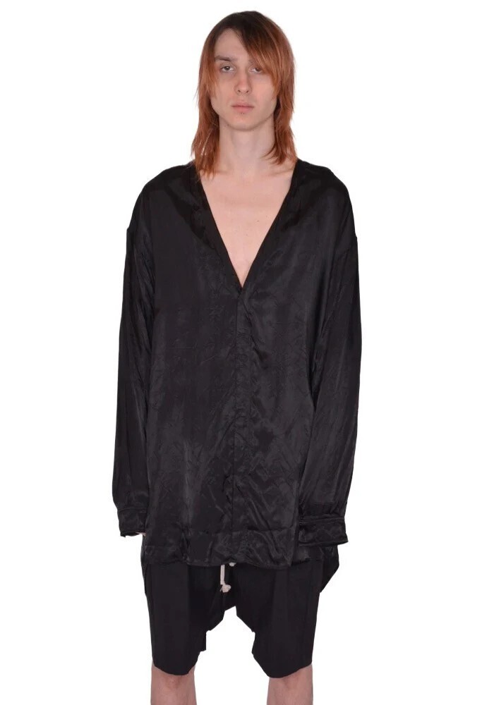 RICK OWENS MEN RU01F2295 N 09 CONCORDIAN SHIRT BLACK
