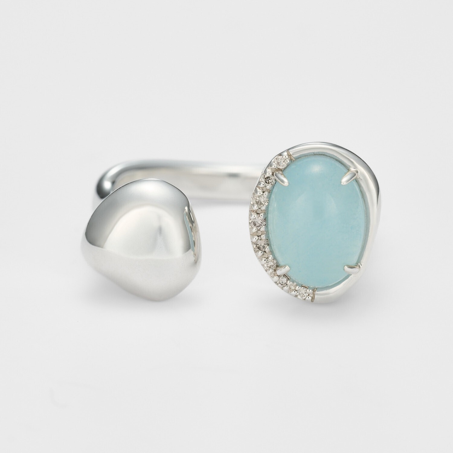 agete シルバーアクアマリンリング