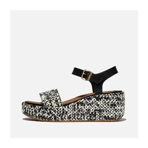 fitflop PLATFFORMS Two-Tone Woven Wedge Ankle-Strap Sandals