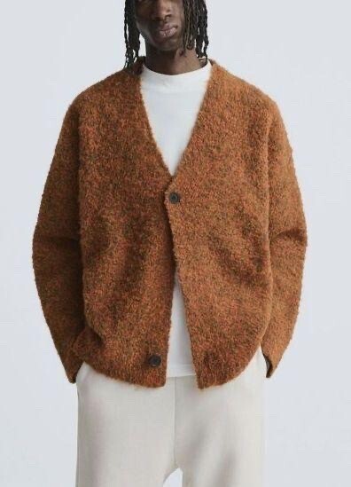 ZARA ブラッシュテクスチャー メンズ カーディガン