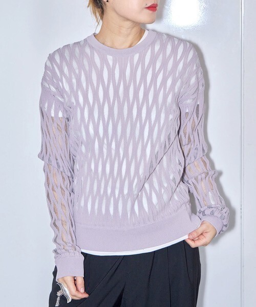 TAAKK WAVEFORM MESH PULLOVER KNIT