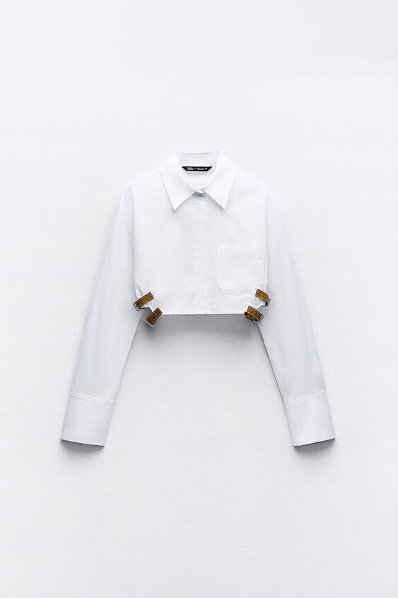 ZARA CROPPED ギャバジンシャツ ベルト