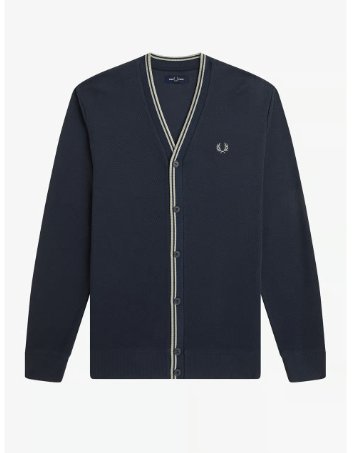 FRED PERRY Tipped Pique Texture Cardigan