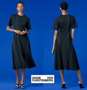 DIANE von FURSTENBERG Black Dress With White Stitching