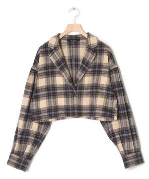 w closet 起毛チェックショート丈シャツジャケット