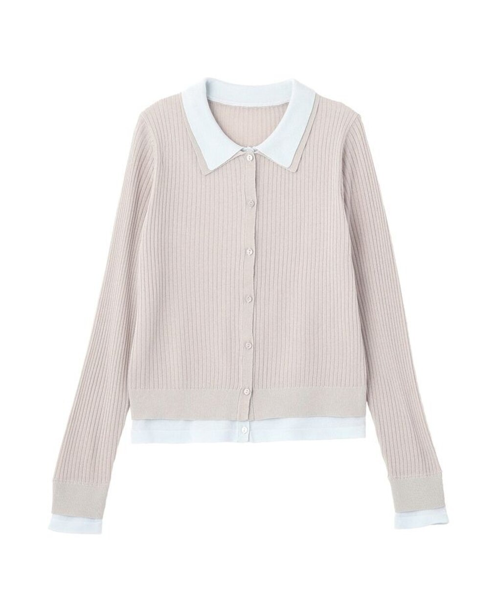 CRAFT STANDARD BOUTIQUE レイヤードポロ衿カーディガン