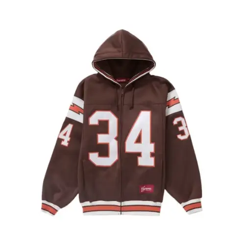 Supreme Football Zip Up Hooded Sweatshirt