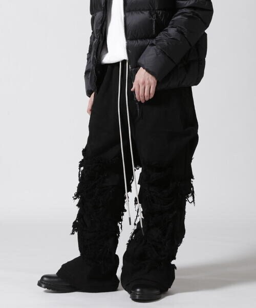 A.F ARTEFACT Damage Denim Tuck Wide Pants