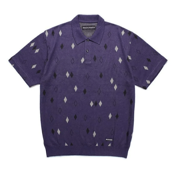 WACKO MARIA DIAMOND JACQUARD KNIT POLO SHIRT