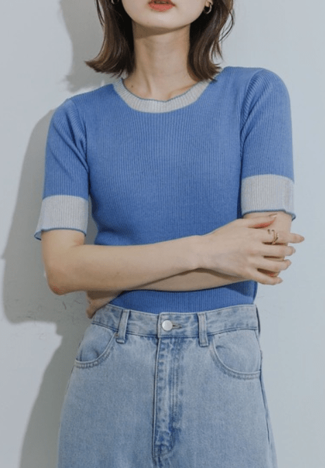HEYUMM シアーデザインコンパクトセーター
