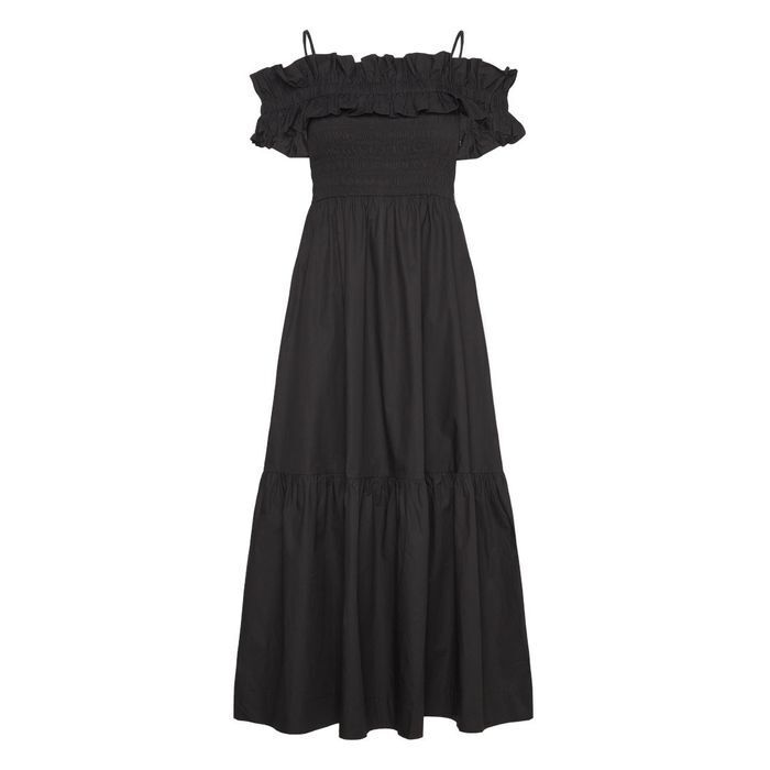 Ganni COTTON POPLIN LONG SMOCK DRESS