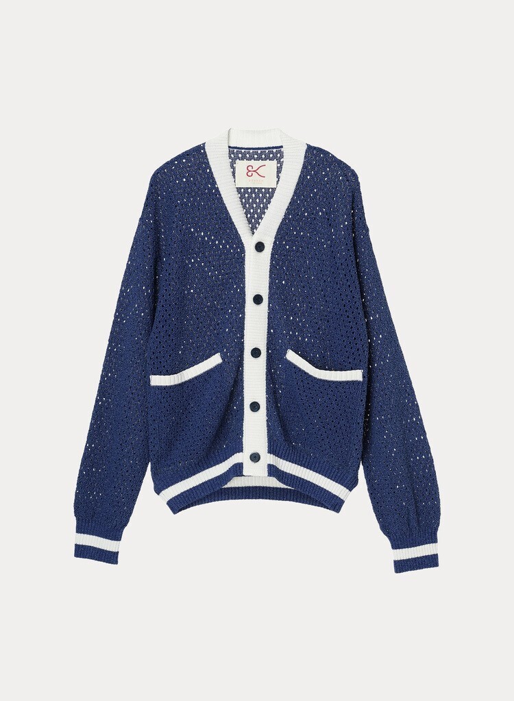 DENHAM WASHI MESH KNIT CARDIGAN