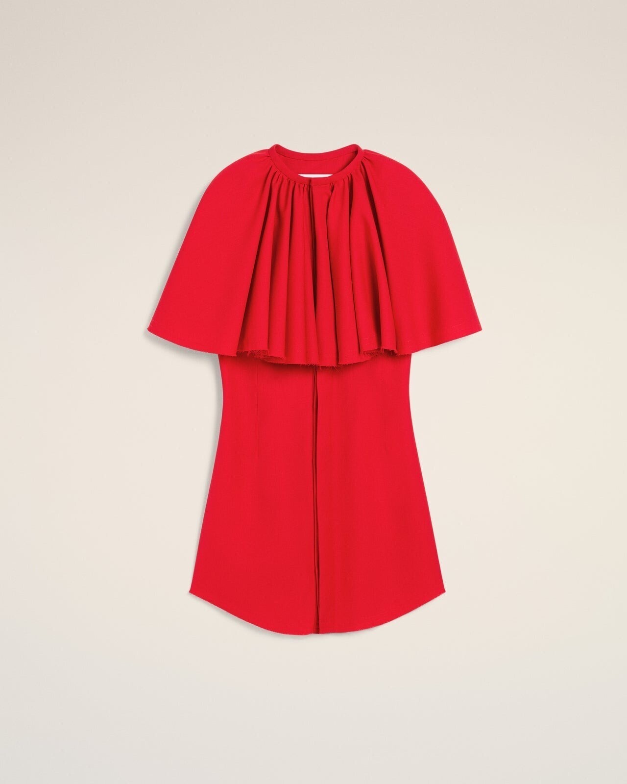 AMI  PARIS レッド ウール ラッフル シャツドレス