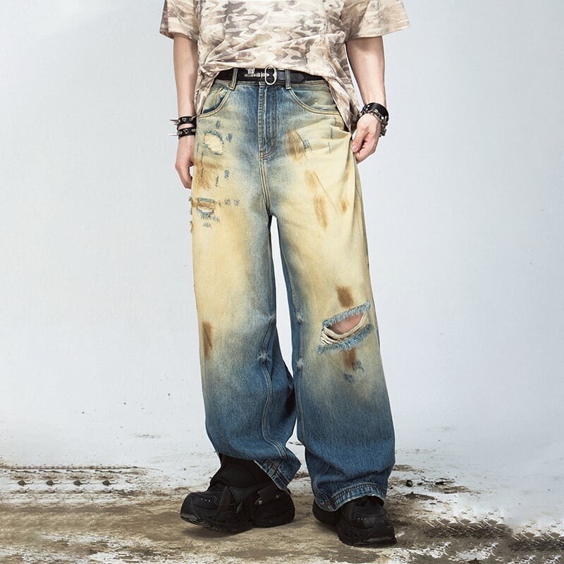 PEOPLESTYLE ダメージ加工レトロデニムパンツ