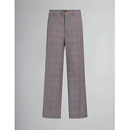 MARNI ORANGE CHECKED TECH WOOL CHINOS
