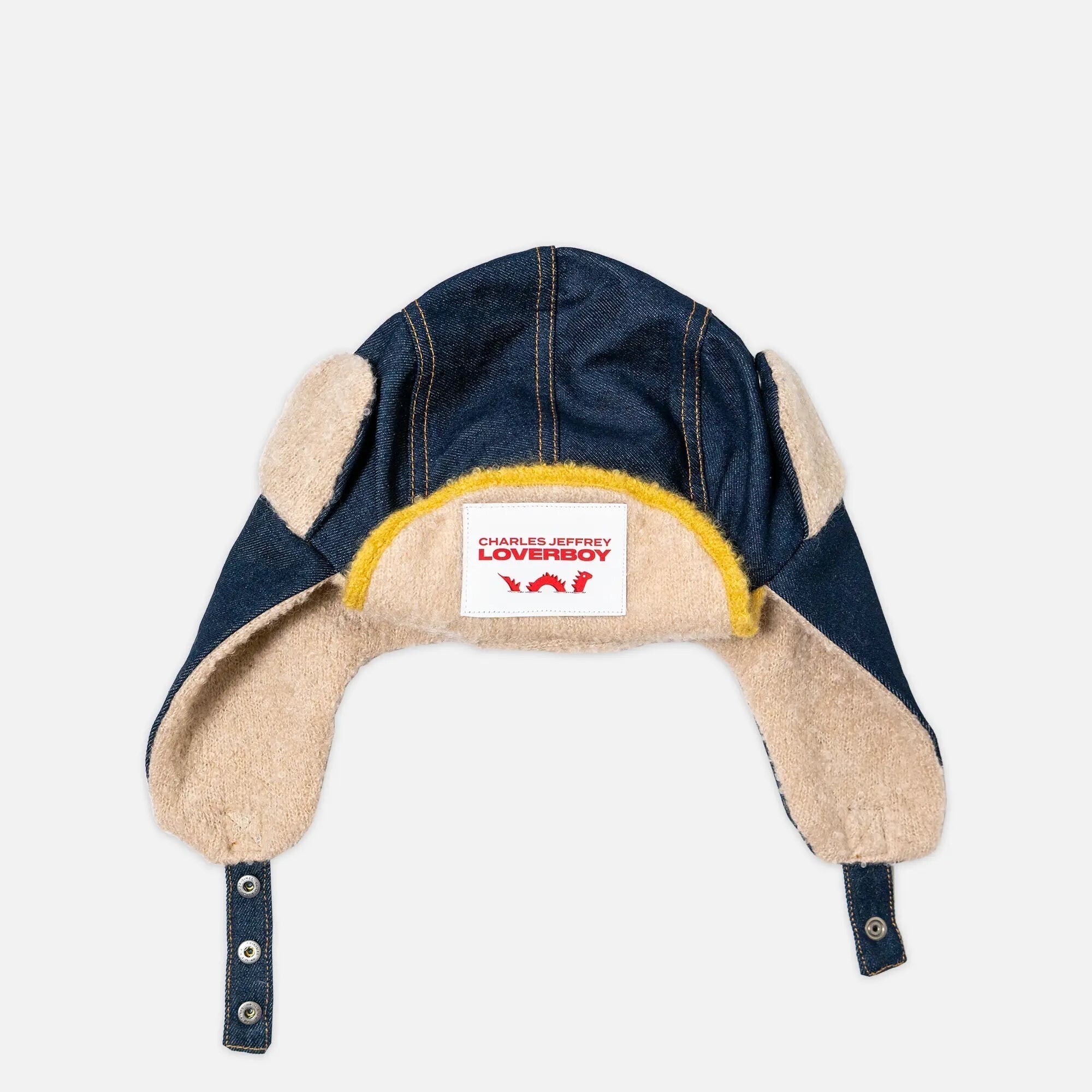 CHARLES JEFFREY LOVERBOY TRAPPER HAT WITH KNIT PATCH
