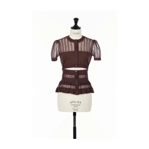 FETICO CONVERTIBLE SHEER STRIPE KNIT CARDIGAN