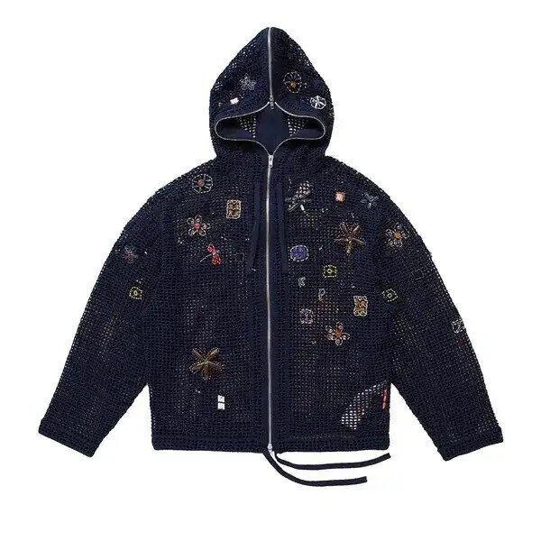 KENZO Crochet-Embellished Zip Hoodie