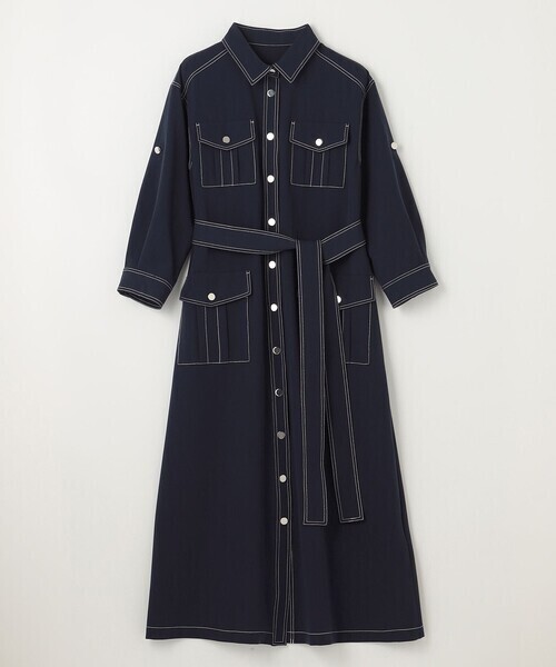 GRACE CONTINENTAL 配色ステッチワークシャツワンピース