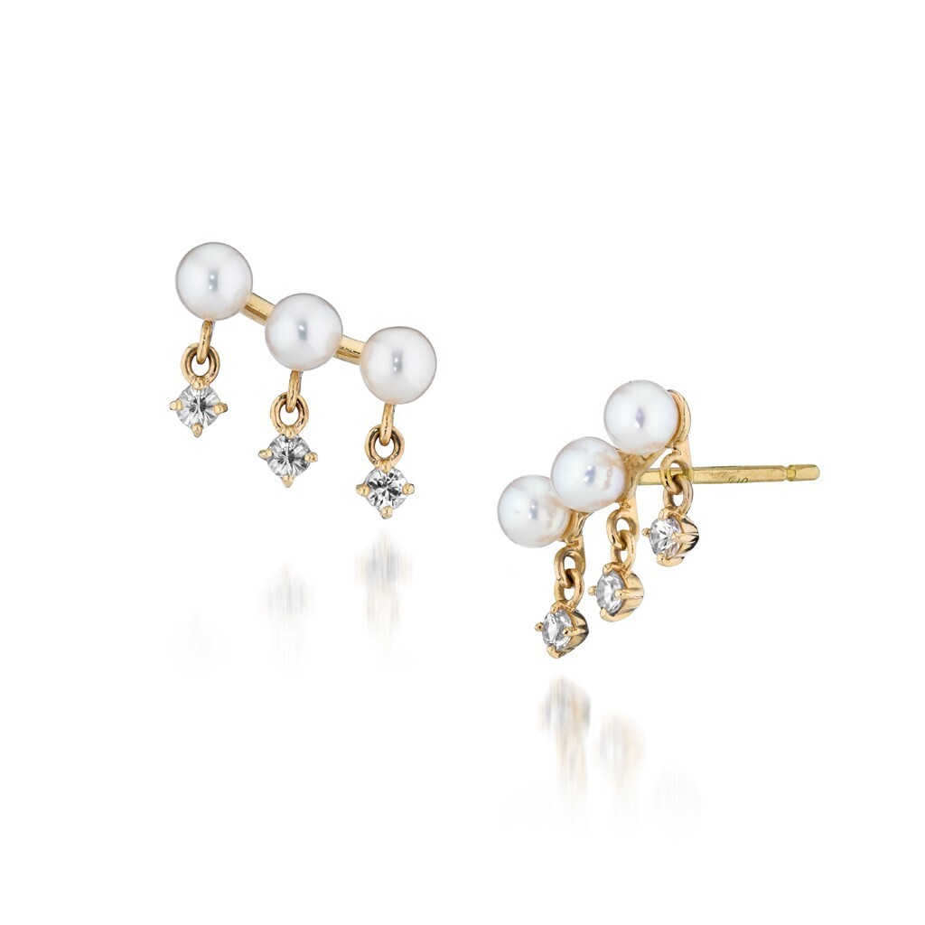 STAR JEWELRY BABYPEARL＆WHITE SAPPHIRE PIERCED EARRINGS
