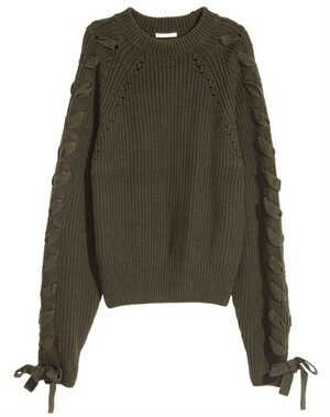 H&M レースアップデザインセーター