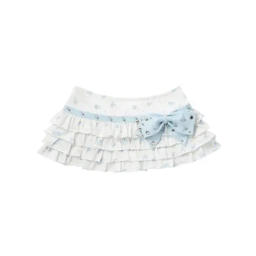 CFIERCE Rivet Bow Floral Cake Skirt