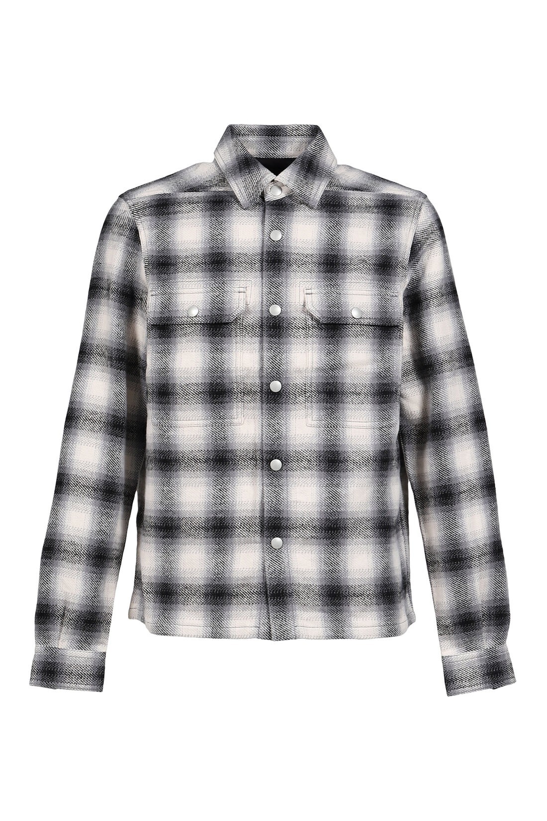 Rick Owens DRKSHDW CROPPED OUTERSHIRT / GRY OMBRE PLAID