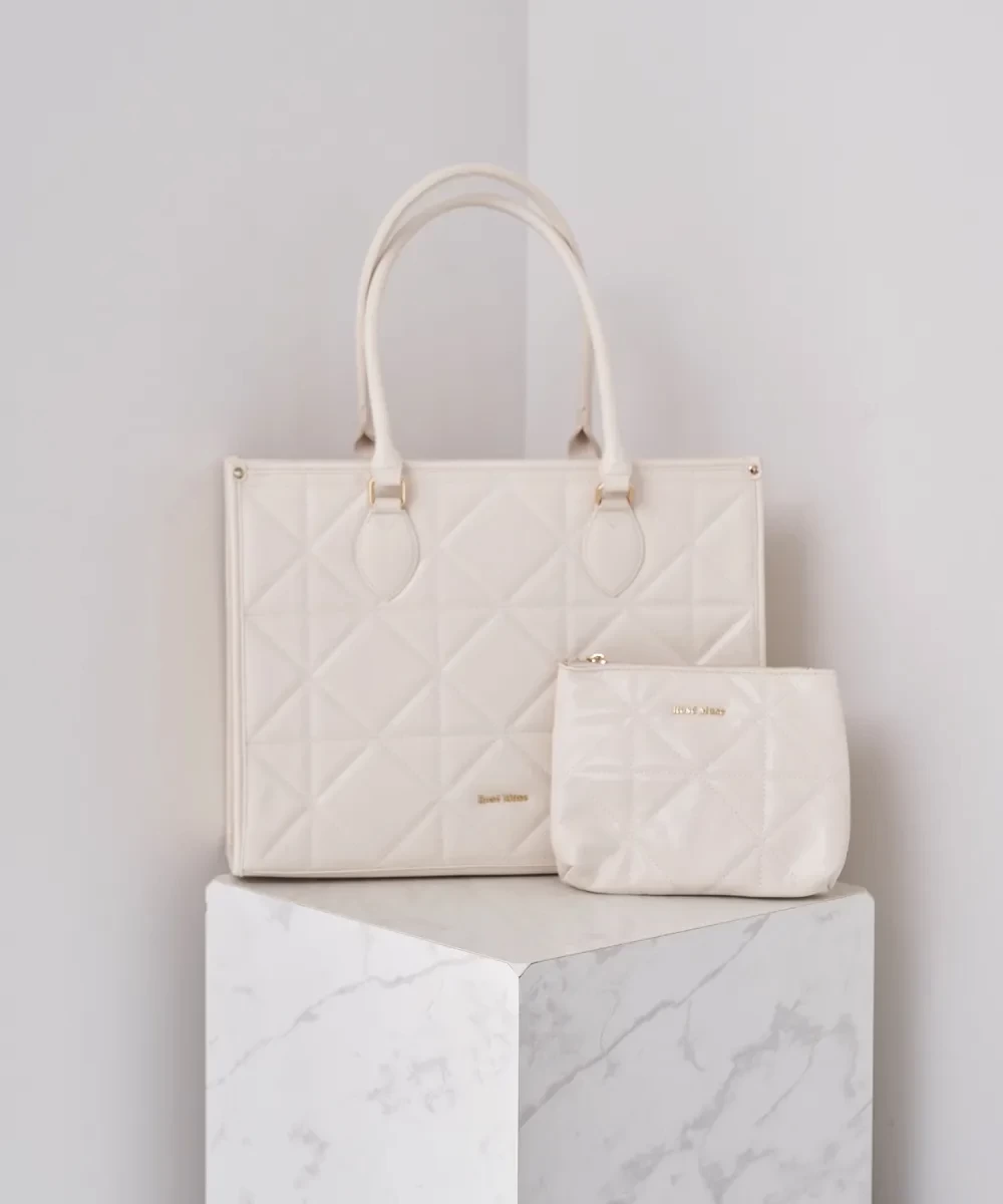 Rosé Muse quilting big tote【ivory】