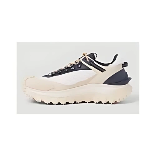 Moncler Trailgrip Faux Fur & Leather Trainers In Light Beige
