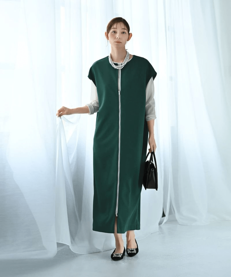 STYLE DELI 【Kana Oyama×BLK001】ジップジレワンピース