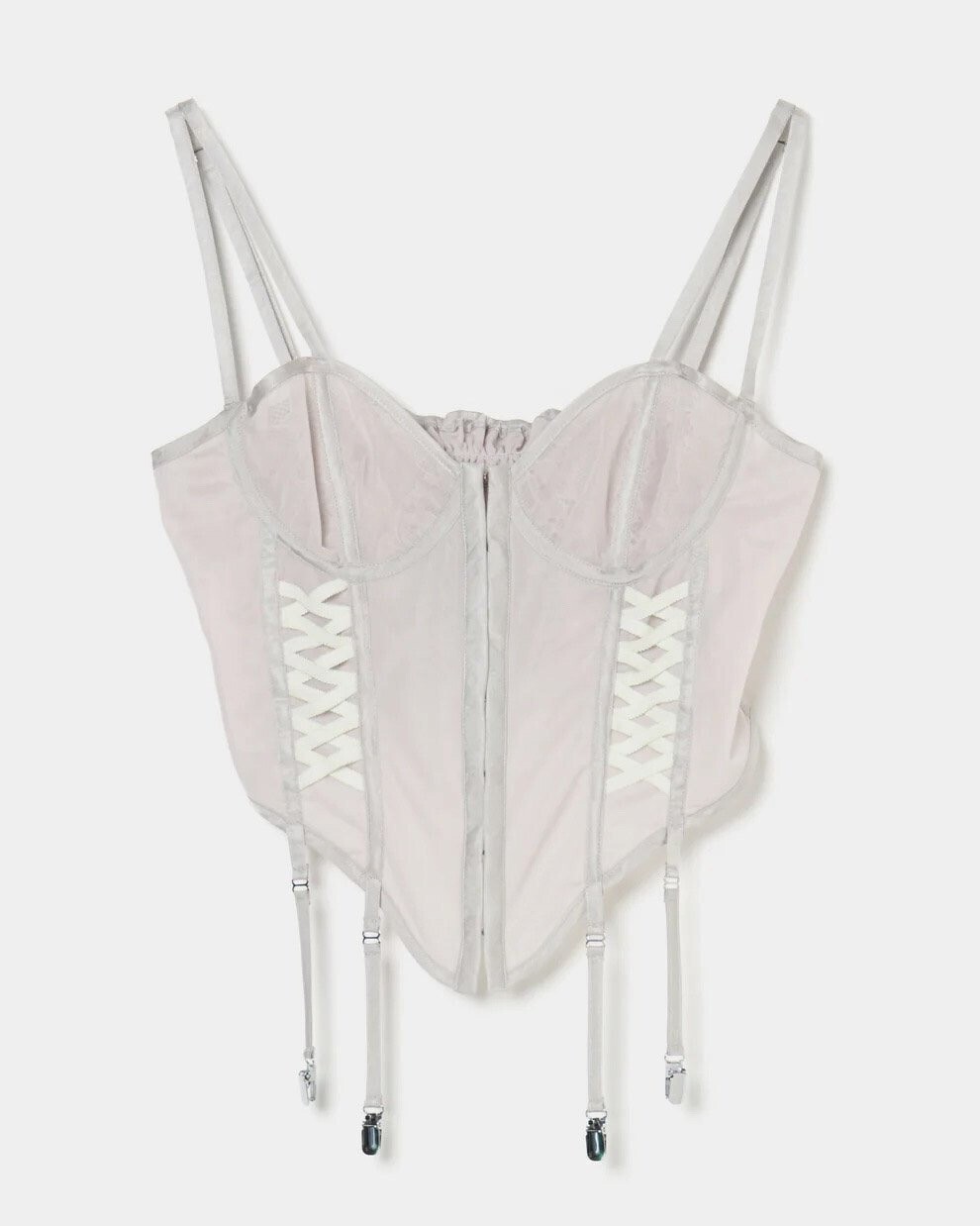 Tanaka Daisuke lace up garter sheer corset Smoke green