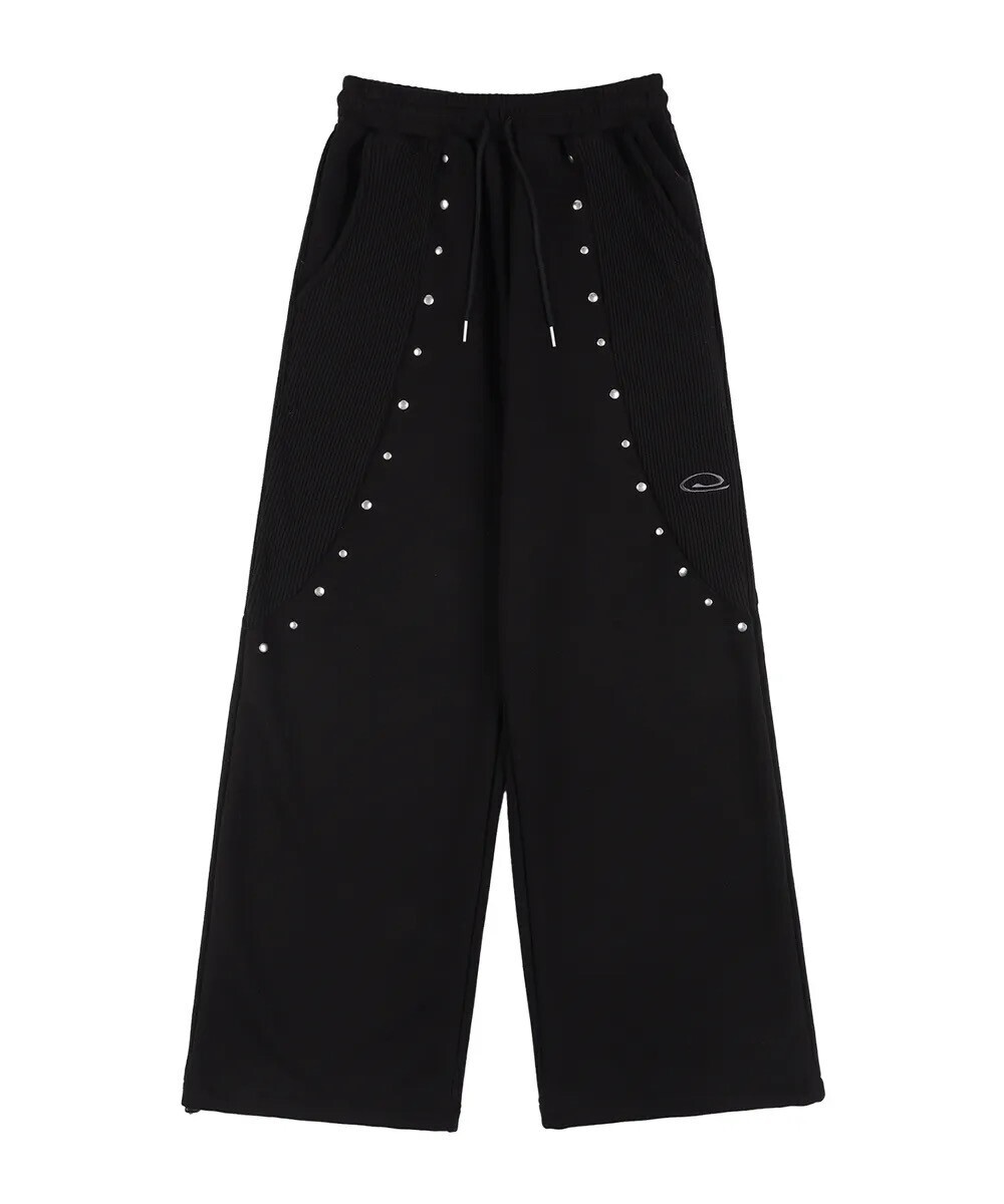 KAIFAI Waffle Stud Sweatpants (Black) K25QC692