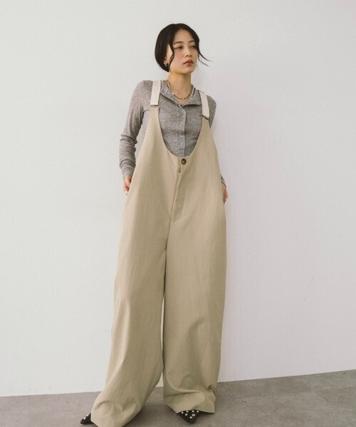 HANNE サスペンダーワイドパンツ