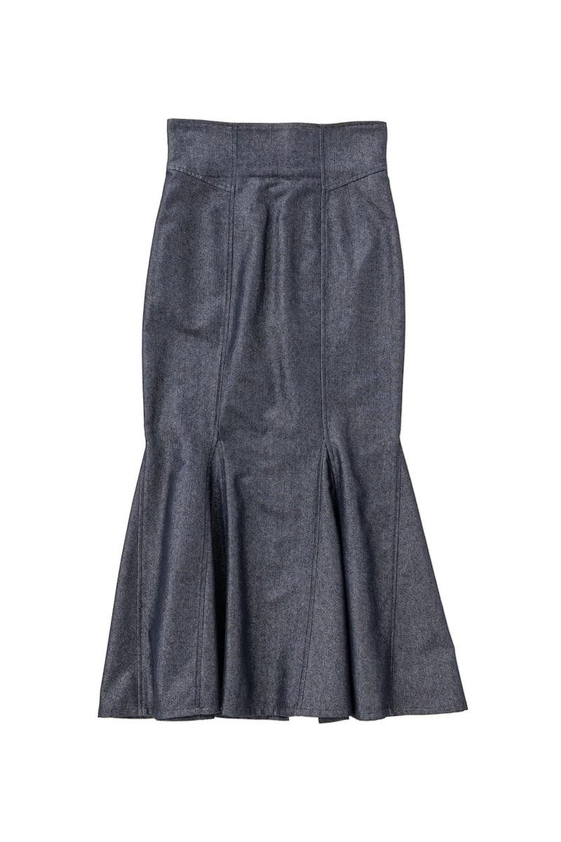 Her lip to Mermaid Denim Effect Skirt