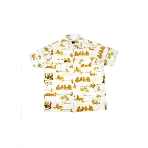 Stussy ループカラー 総柄 コットンレーヨンシャツ
