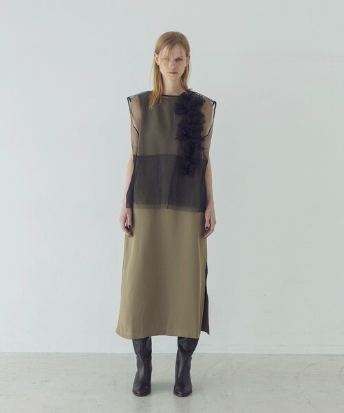 DRESSLAVE ruffle tulle blouse×clean dress