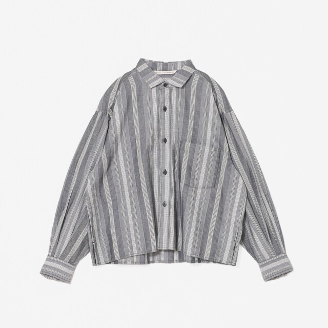 GRANDMA MAMA DAUGHTER 【Tyrolean striped】ボリュームスリーブショートシャツ