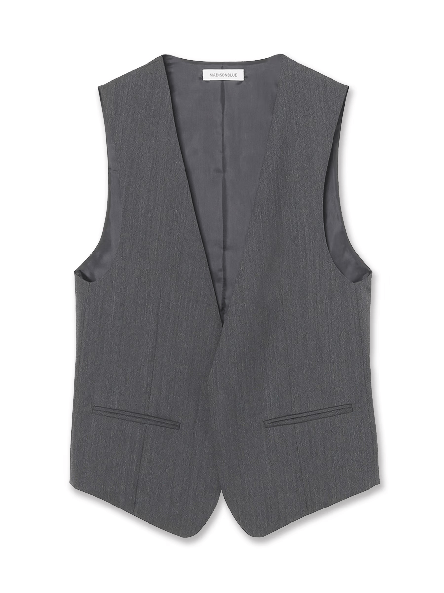 MADISON BLUE BUTTONLESS GILET HERRINGBONE