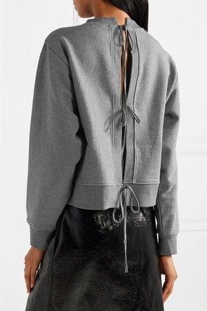 T by Alexander Wang Tie-back cropped French cotton-terry sweatshirt