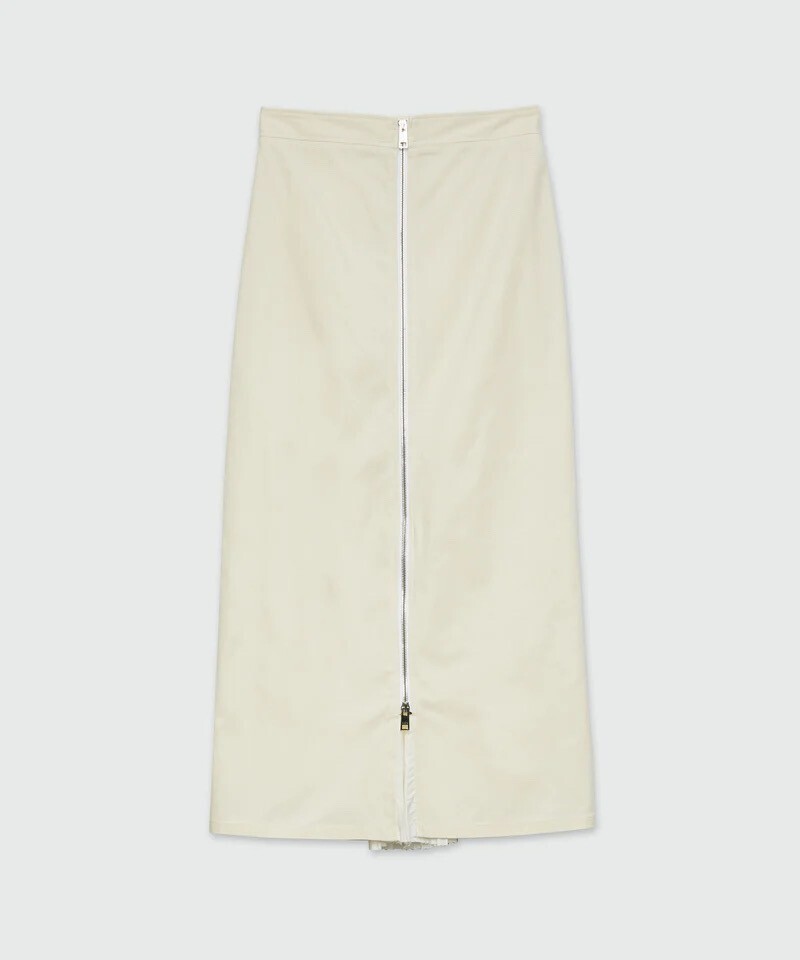MSGM Cream gabardine midi skirt with zip