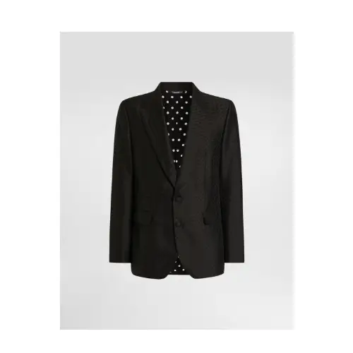 DOLCE ＆ GABBANA マイクロパターン ジャカード シングルブレスト シチリア ライト ジャケット