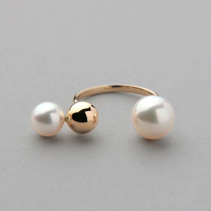 Pearl for Life BonBon あこや真珠 リング7.0-9.5mm メタルボールK18YG