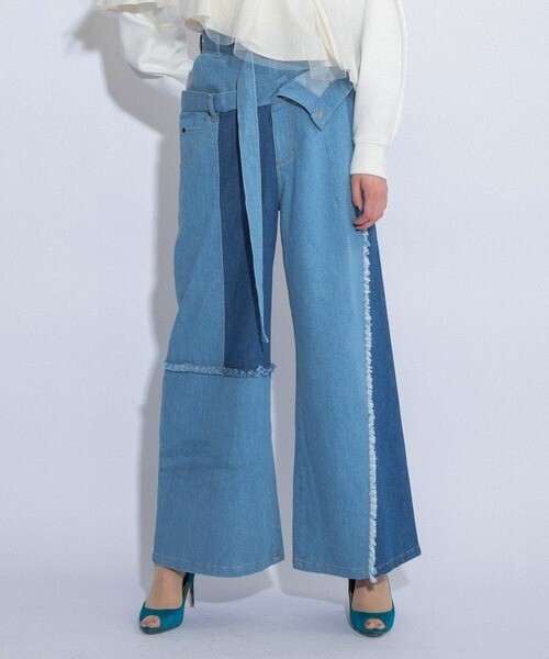 AULA AILA 2WAYコンビネーションデニムパンツ