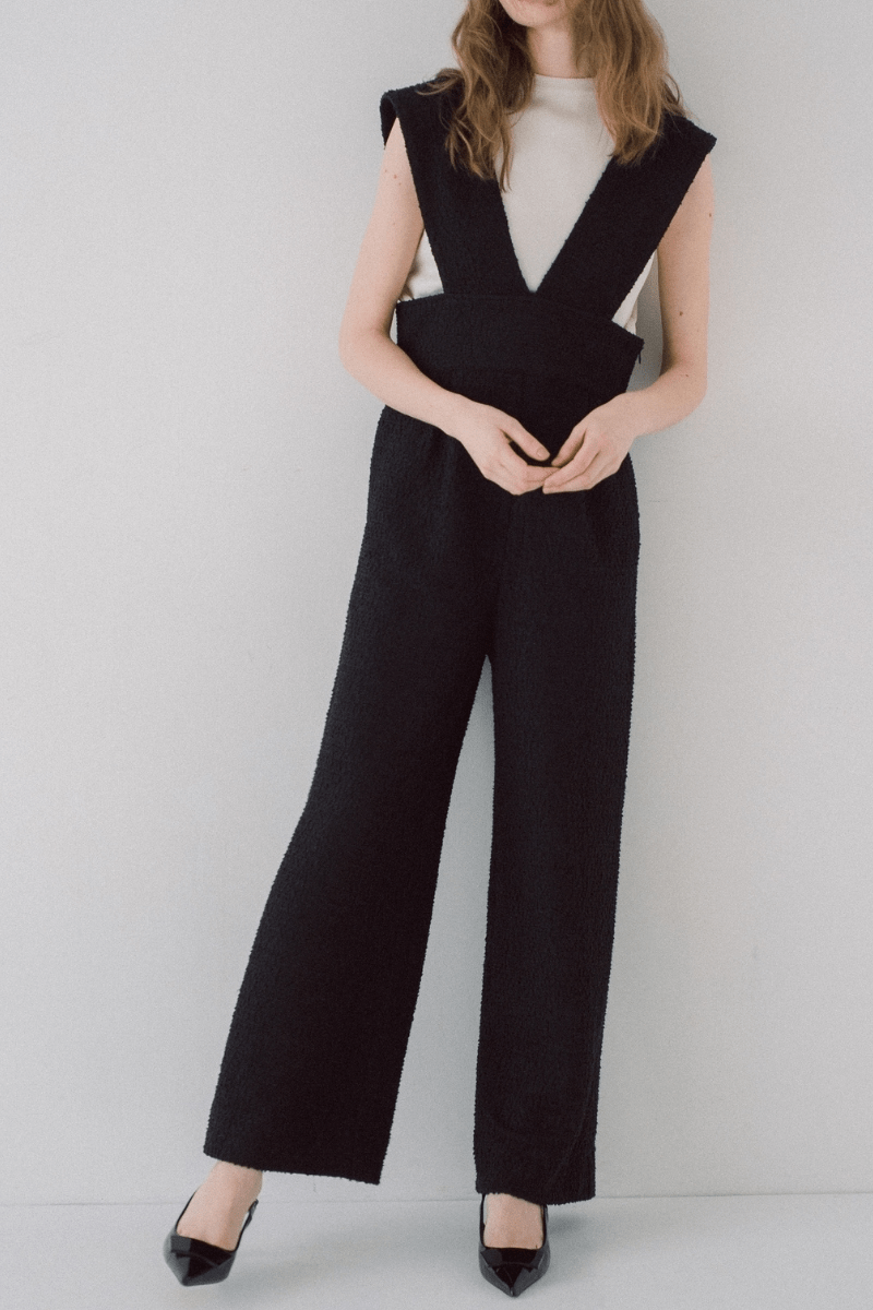 maison de Dolce. ツイードサロペットパンツ【black】