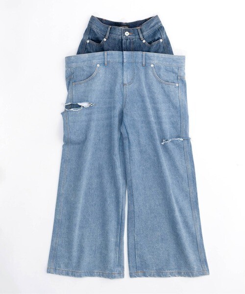 MAISON SPECIAL Double Waist Baggy Denim Pants