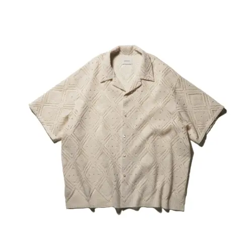 superNova. Aloha shirt - Diamond raschel lace-Natural